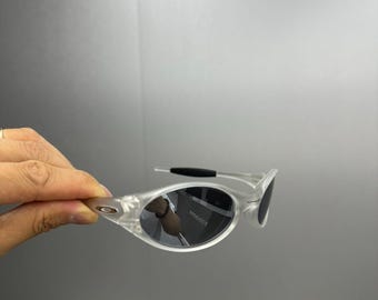 Retro Oakley Straight Jacket Polarized Sunglasses Matte Clear Frames/Silver Lens