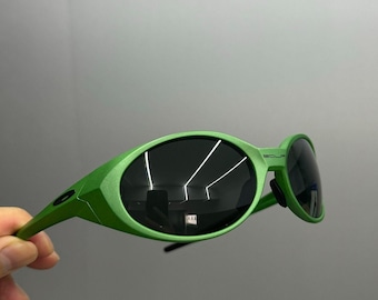 Retro Oakley GDLP eye jacket redux sunglasses green frame black lens