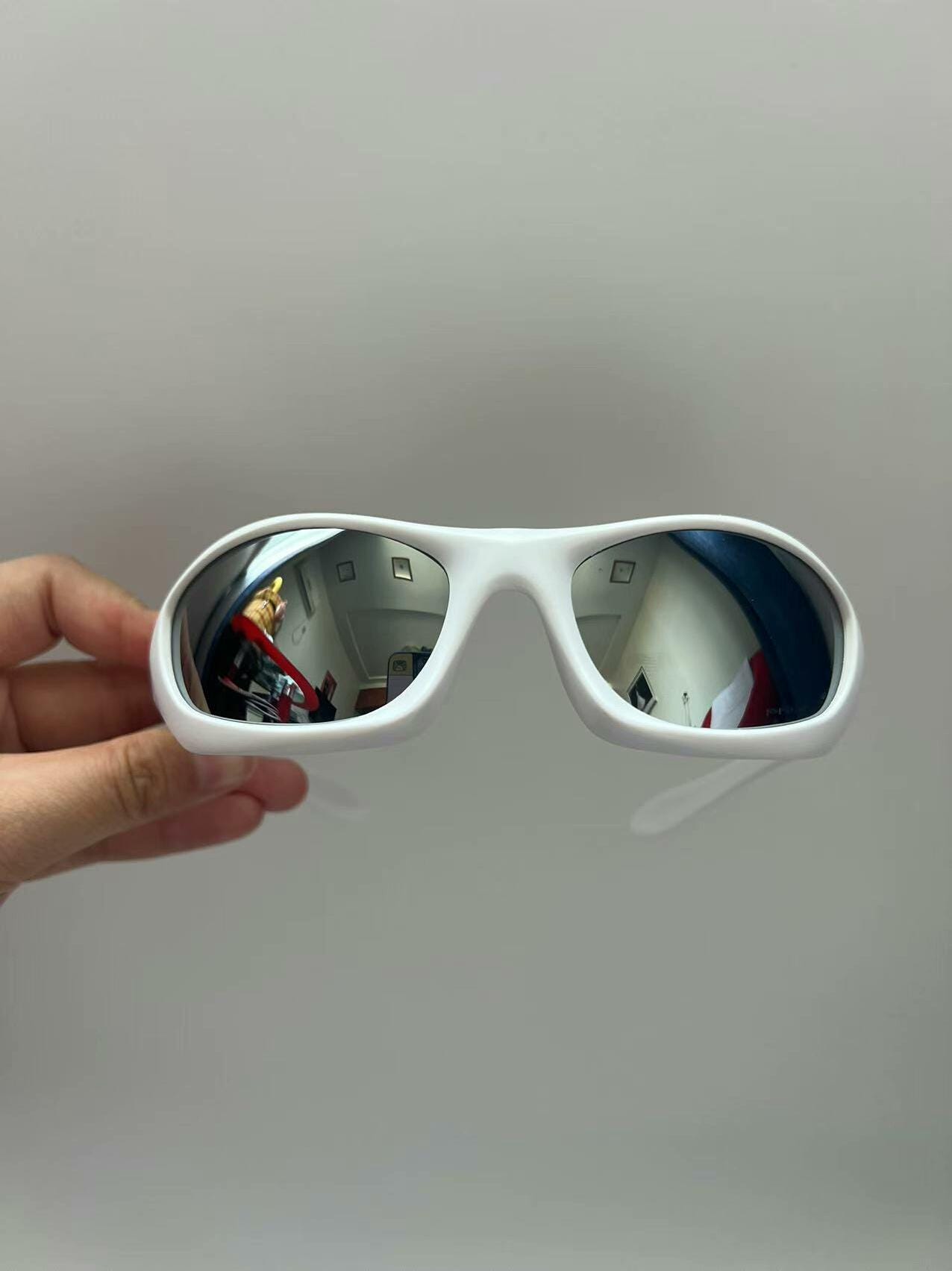 Retro Oakley 00s Monster Dog Sunglasses Matte White Frame Silver