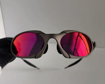 Vintage Oakley Romeo X Metal Sunglasses Ruby Red Polarized Lens Temple Length 133 mm