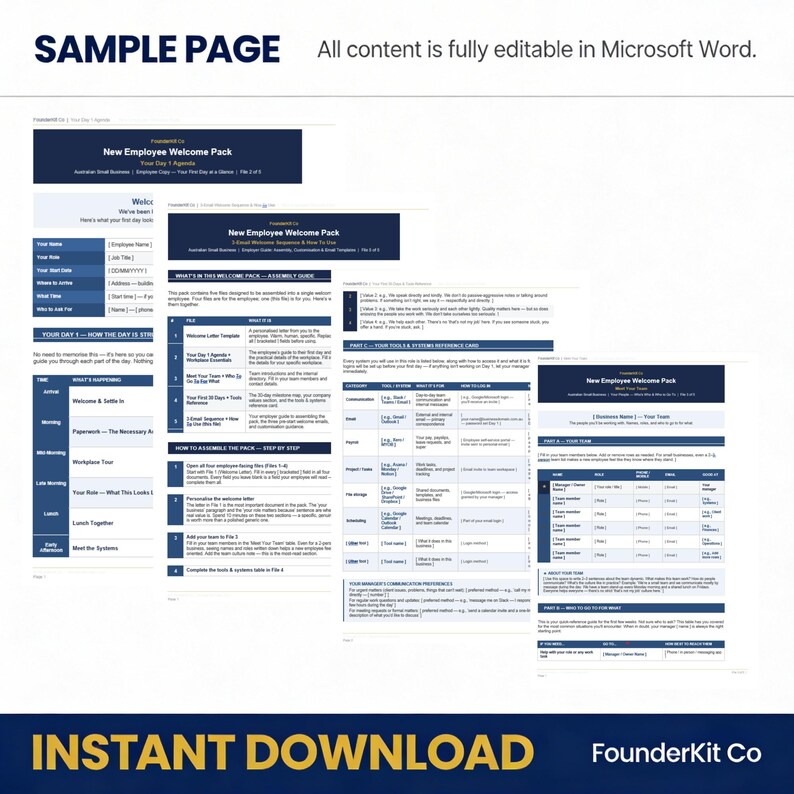 New Employee Pack HR Templates Australian Small Business
