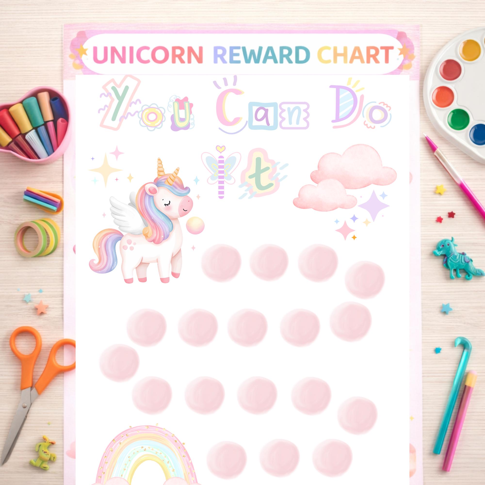 Unicorn Reward Chart Printable, Girls Behavior Tracker (digital ...