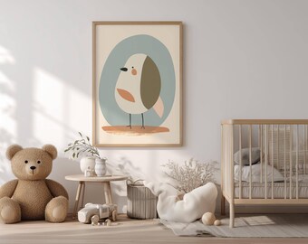 Nursery Wall Art In Different Sizes – Neutral Sky Bird Prints For Baby Room Décor