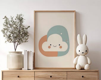 Nuage pastel pour chambre d'enfant : affiches scandinaves neutres pour chambre de bébé en différentes tailles