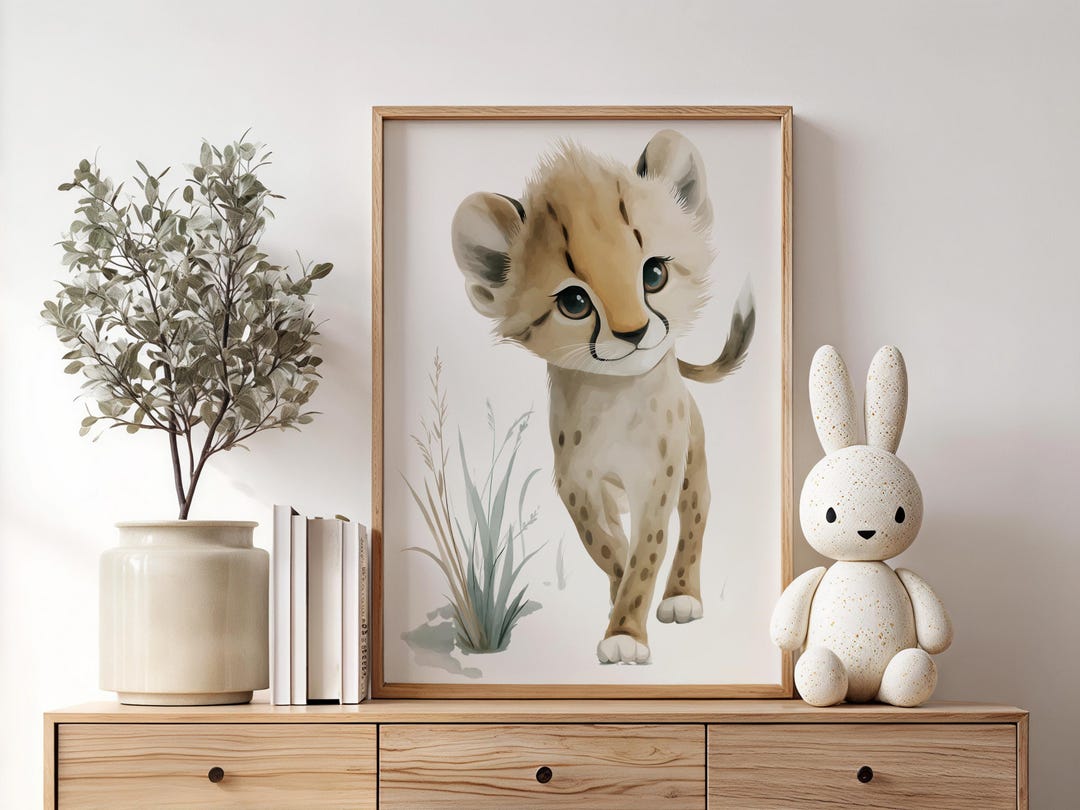 Baby Cheetah Nursery Wall Art - Safari Animal Poster - Watercolor Print ...