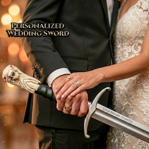 Engraved Medieval Hand Forged 39 Inch Sword, Personalized Wedding Gift for Groom, Custom Husband Gift, Groomsmen Sword, Cosplay Sword
