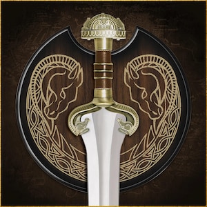 Handmade Eowyn Sword Replica with Wall Mount, Stainless Steel, Leather Grip, Rohan Design