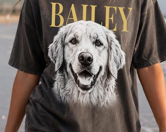 Maglietta personalizzata con la foto del tuo animale domestico in stile vintage, maglietta personalizzata con la foto del cane, regalo per la mamma di un cane, maglietta unica e personalizzata per cani, maglietta commemorativa per animali domestici