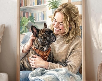 Personalized Dog Portrait, Custom Watercolor Dog Portrait from Photo, Pet Memorial Gift, Framed Pet Wall Art, Lovely Dog, Best Friend Dog