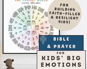 Prayer Wheel for Preschoolers | Kids Emotion Prayer Wheel | Christian Feelings Activity | Printable Prayer Tool for Little Kids | Wall Art