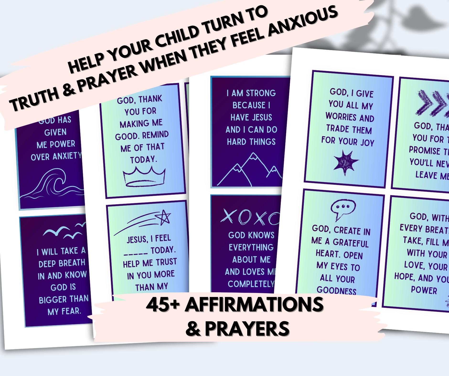 Printable Christian Affirmation Cards for Kids | 45+ Anxiety ...