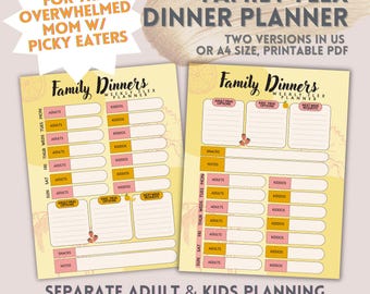 Picky Eater Family Flex, Weekly Dinner Planner | Printable Meal Planning for Neurodivergent Moms