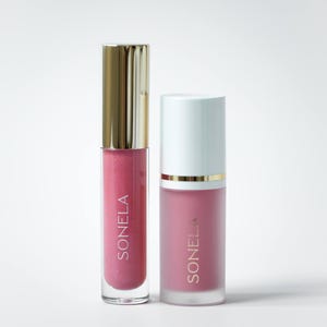 Set de brillo labial y colorete líquido Sonela Dewy, paquete de maquillaje Radiant Glow imagen 1