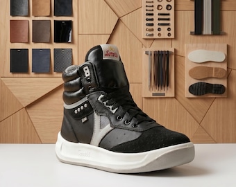 High Top Black  Shoes for Men | Breathable Lightweight Comfortable Sneakers