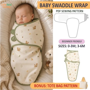 Baby Swaddle Wrap Sewing Pattern | Newborn Swaddle PDF Pattern | Infant Wrap 0–6M