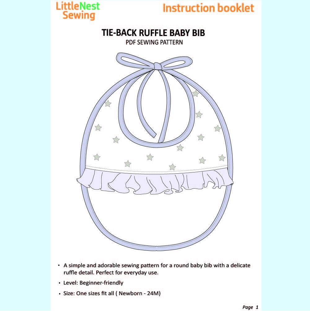 Tie Back Baby Bib Sewing Pattern PDF, Ruffle Bib Pattern, Round Baby ...