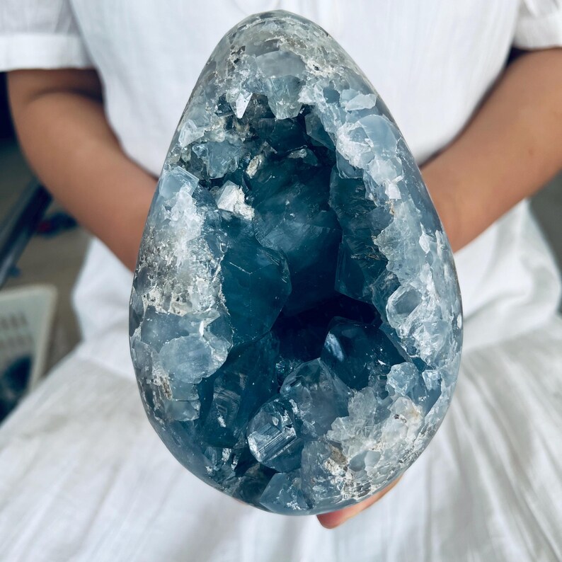 4.84LB Nnatural Celestite Crystal Cave Geode - Home Decor & Mineral ...