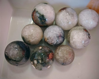 10.12LB Hand polished natural crystals naturally form landscape stone ball combination4.6kg)