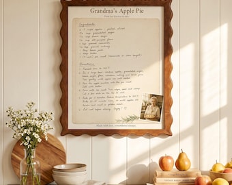 Cornice personalizzata per ricette di famiglia, cornice in legno ondulato con ricetta scritta a mano e foto, regalo prezioso per la decorazione della parete della cucina, 8x10 11x14