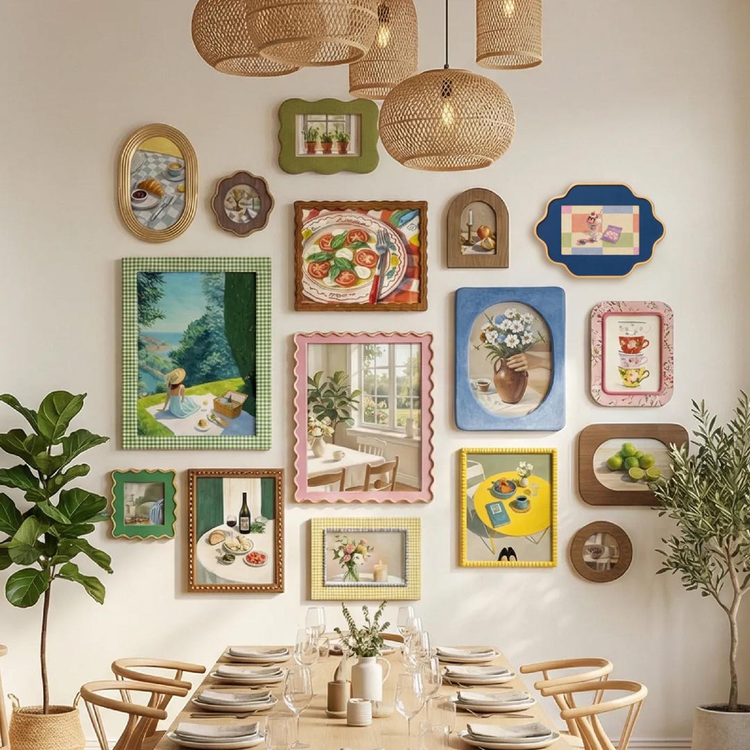 Eclectic Mixed Shape Picture Frame Gallery Wall Set, Colorful ...