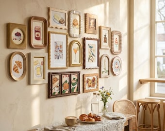 Set di cornici da parete vintage di diverse forme, cornici da tavolo e da parete per cucina, sala da pranzo, arredamento rustico e accogliente, 4x4 4x6