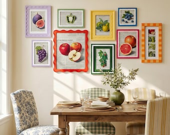 Set di cornici colorate ondulate e smerlate, cornici stravaganti di varie dimensioni per decorazioni murali in stile galleria, 4×6 9×11 per arredamento casa e cucina in stile rustico.