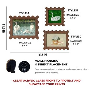 Vintage Dark Wood Picture Frame Set, Scalloped Wavy Frame, Cottagecore Gallery Wall Decor, Minimalist Tabletop & Wall Home Decor,4x4 4x6 5x7 image 4