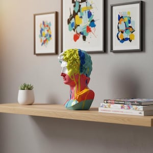 Paint Drip Bust | Colorful Pop Art Sculpture | Modern Resin Home Decor