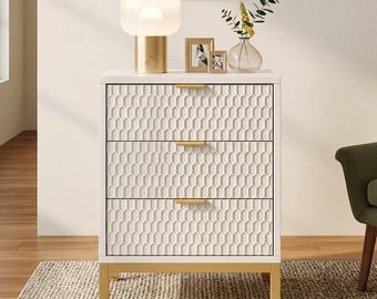 ベッドサイドテーブル 3段引き出し ナイトスタンド 25インチ モダン エンドサイドテーブル 収納 寝室