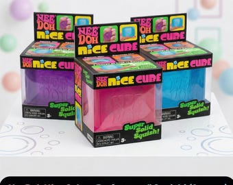Joli jouet spongieux en forme de cube NeeDoh | Fidget sensoriel Ice Cube pour soulager le stress | Jouet de bureau à compression lente pour concentration et sérénité | Cadeau tendance TikTok