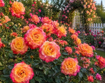 Joseph’s Coat Climbing Rose 1.5 Gallon Potted Plant | Vibrant Orange, Pink & Apricot Flowers