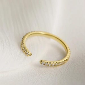 Bague ouverte plaquée or 14 carats, alliance, bague d'éternité en argent ou en or, bague empilable minimaliste en zircon cubique