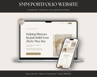 Social Media Manager Portfolio | Freelancer Website Template | Canva Minimalist Personal Website