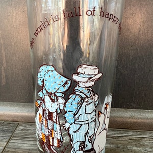 Holly Hobbie Vintage Glass Tumbler 1978. “The world is full of happy surprises”