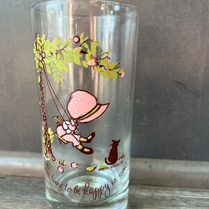 Holly Hobbie Vintage Glass Tumbler 1967 “The time to be happy is now”