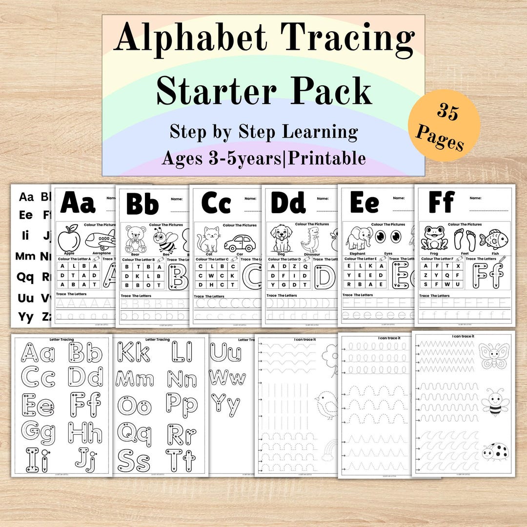 Alphabet Tracing Worksheets Bundle | ABC Handwriting Practice (35 Pages ...