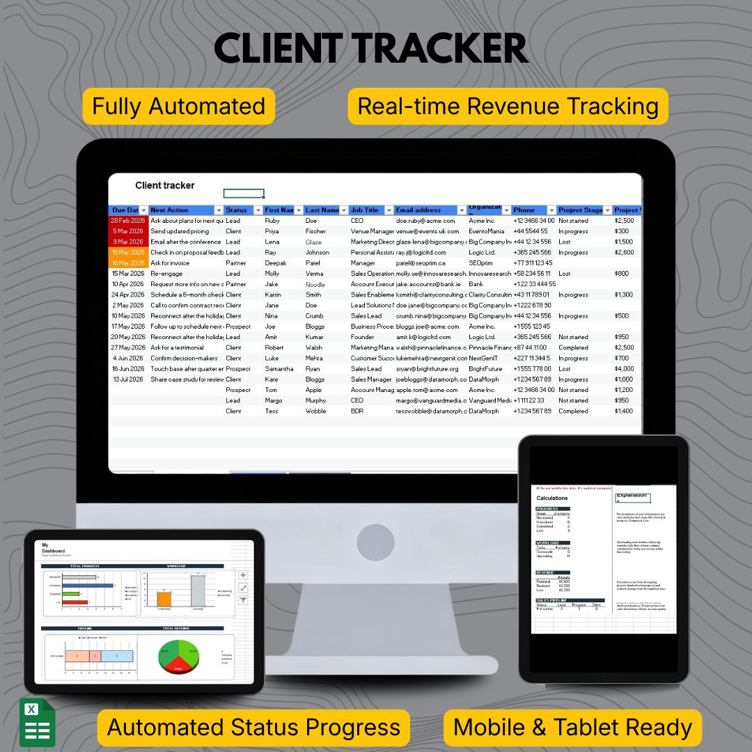 Client Tracker | for Small Businesses | CRM Task Communication Log ...