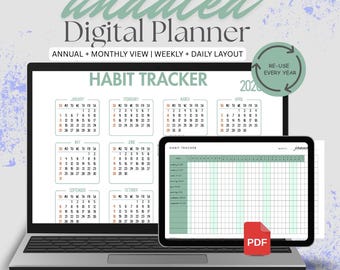 Suivi des habitudes | Imprimable | Agenda mensuel de suivi des habitudes | Téléchargement numérique A4 et lettre PDF