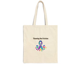 Thawing the Friction ribbon tote, Neurodiversity Pride canvas tote | autism acceptance