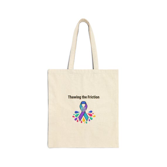 Thawing the Friction ribbon tote, Neurodiversity Pride canvas tote | autism acceptance