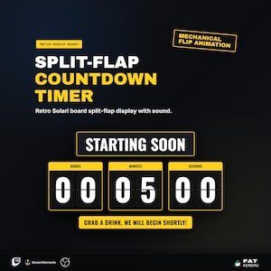 Split-flap Countdown Timer Twitch Overlay Widget - Solari Board Style Animated Digits | Highly Customizable | Built for StreamElements