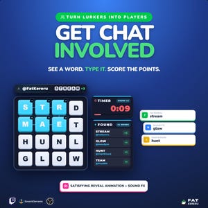 Interactive Word Hunt Twitch Widget — Live Chat Word Game Stream Overlay (Digital Download)