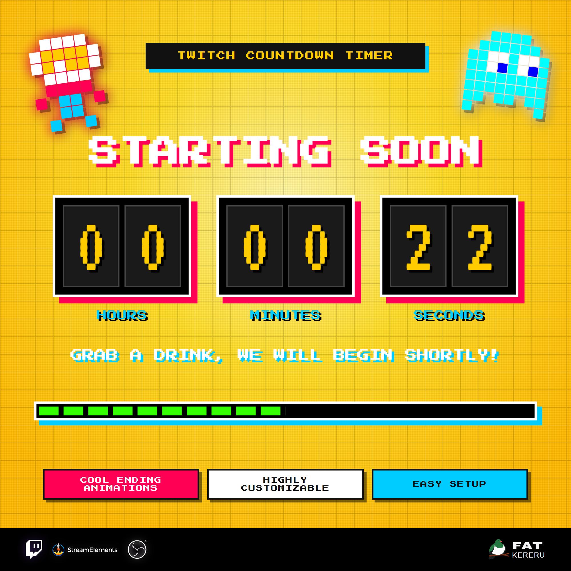 Retro Arcade Game Twitch Countdown Timer – Stream Overlay Widget - Etsy