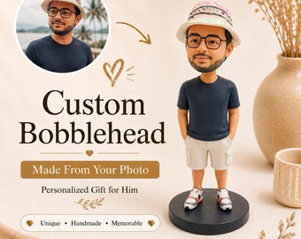Custom Bobblehead Doll,Custom Mini Me Figurine, Unique Gift for Him,Personalized Figurine From Photo,Gift for Dad Husband