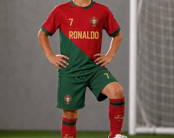 Cristiano Ronaldo 7 Portugal-voetbalset kinderen, jersey en shorts, jeugdvoetbaltenue