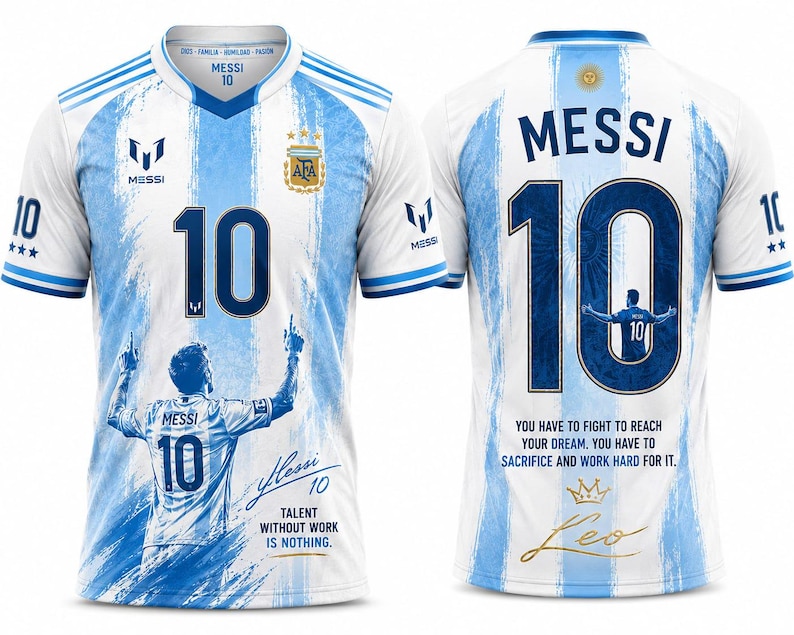 Camiseta Messi 10 - Camiseta de fútbol - Regalo deportivo - Regalo para él o ella - Cumpleaños, Navidad, Aniversario Style 1