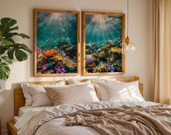 Set of Two Prints | Coral Reef Wall Art | Ocean Prints | Coastal Decor