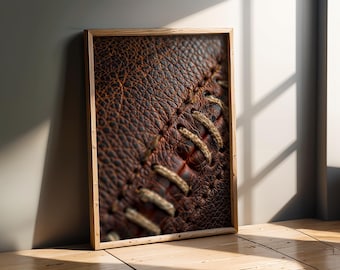 Vintage Leather Sports Ball Texture Print | Macro Sports Wall Art