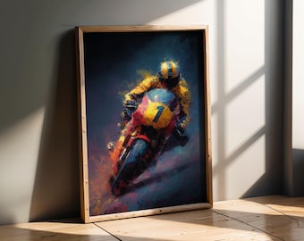 Motorsports | Abstract Motorcycle Racing Painting Wall Art Decor