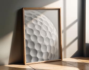 Sports Artwork | Golf Ball Macro Texture Minimal Wall Art Black White Sports Poster